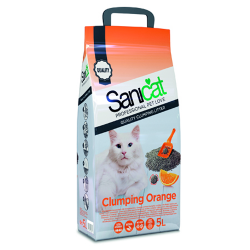 Комкующийся наполнитель для кошачьего туалета Sanicat Orange с ароматом апельсина, 5 л/5,1 кг