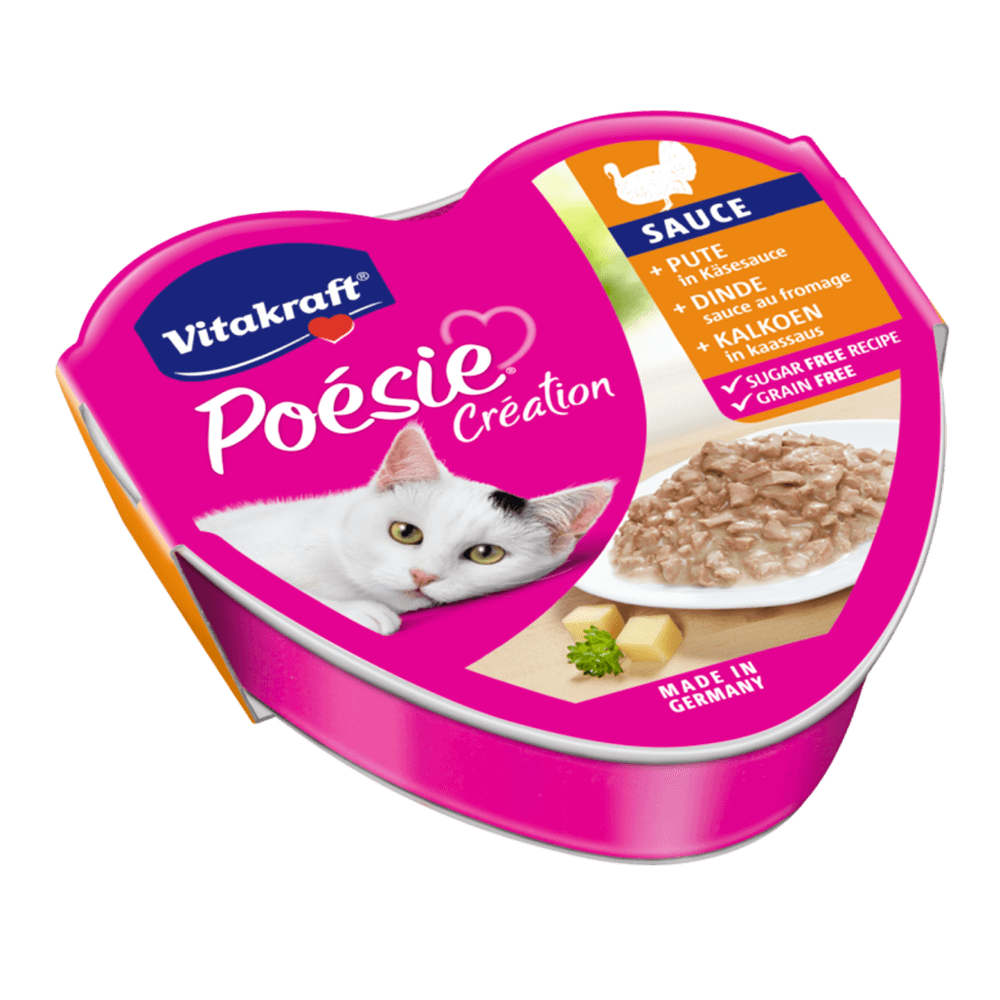Влажный корм Vitakraft Poesie для взрослых кошек, индейка в сырном соусе 85 г х 15 шт.