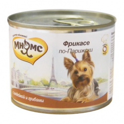 Консервы для взрослых собак мелких пород Мнямс "Фрикасе по-Парижски" индейка с пряностями 0,2 кг