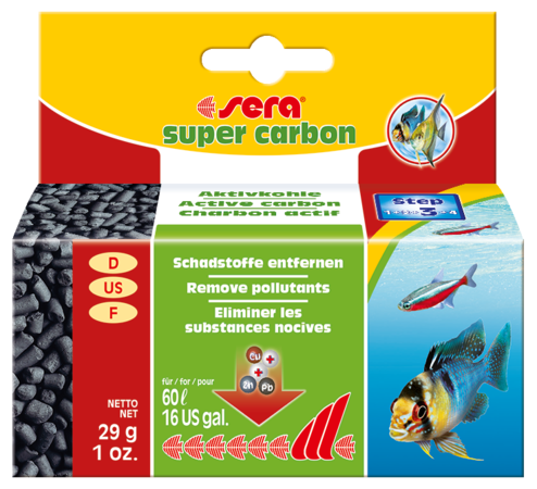 Активированный уголь для аквариумных фильтров Sera Super Carbon 29 г