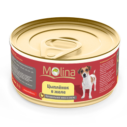 Консервы для собак Molina "Цыпленок" натуральное мясо в желе, 85 г