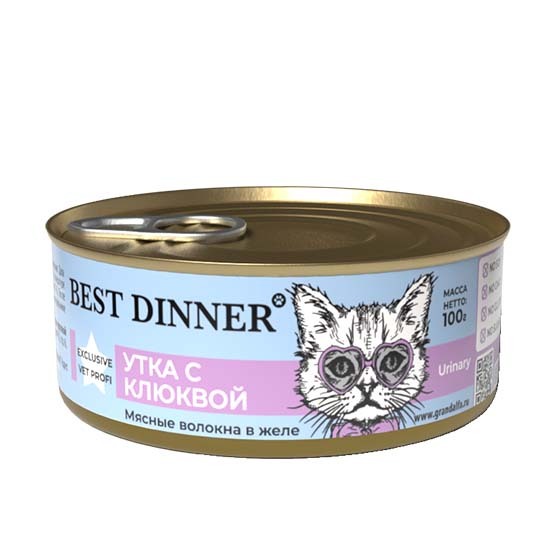 Консервы для кошек Best Dinner Exclusive Утка с клюквой, 100 г х 4 шт.