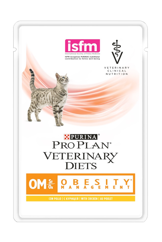 Влажный корм Purina Pro Plan Veterinary Diets OM, корм для кошек при ожирении, курица 85 г х 10 шт. 