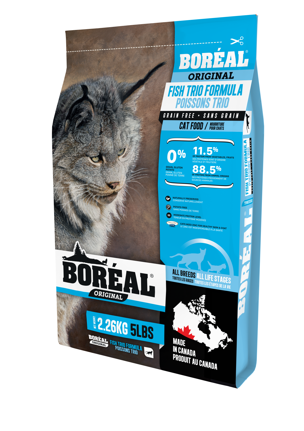 Сухой беззерновой корм Boreal Original для кошек всех возрастов с 3 видами рыбы
