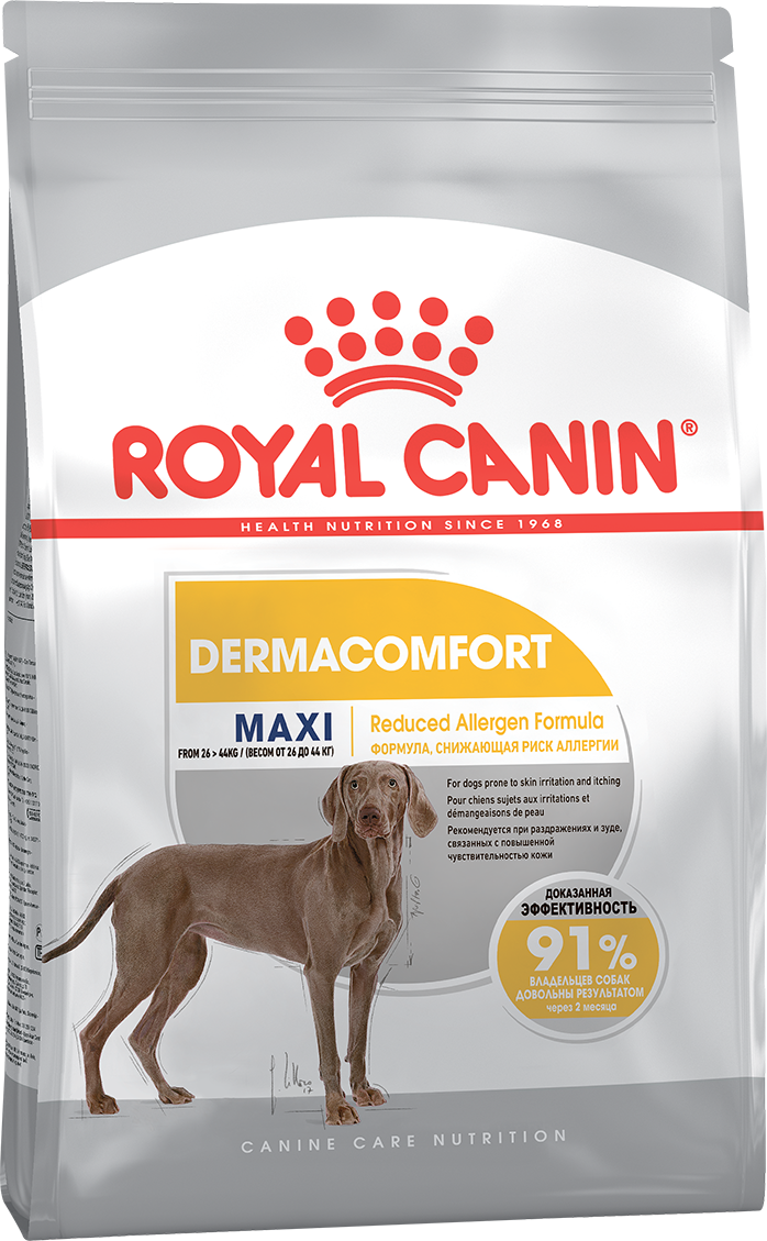 Сухой корм для собак Royal Canin Maxi Dermacomfort для крупных пород, склонных к кожным раздражениям и зуду