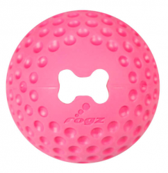 Мяч для собак Rogz Gumz Medium GU02K из литой резины с отверстием для лакомств, розовый 6,4 см