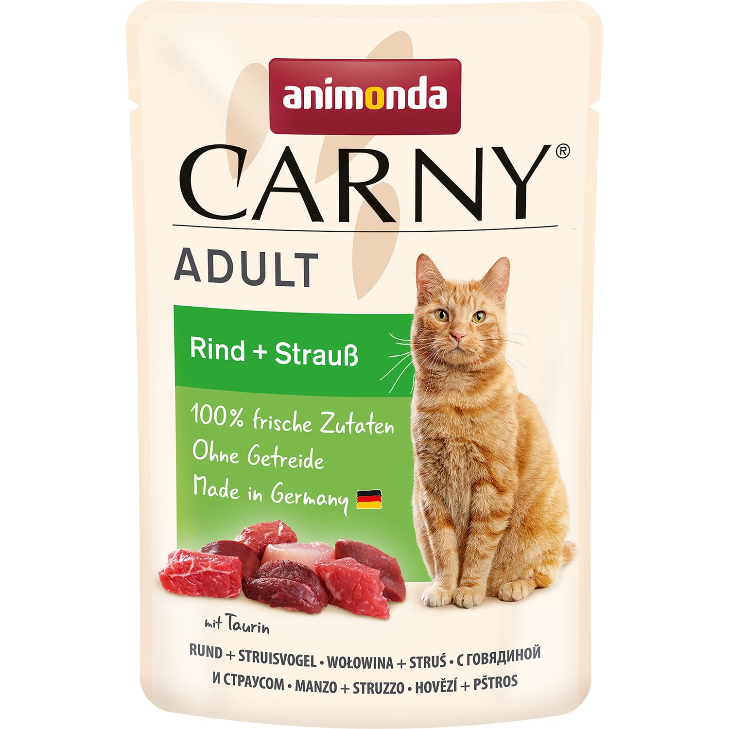 Влажный корм для взрослых кошек Animonda Carny Adult с говядиной и страусом 85 г х 12 шт.