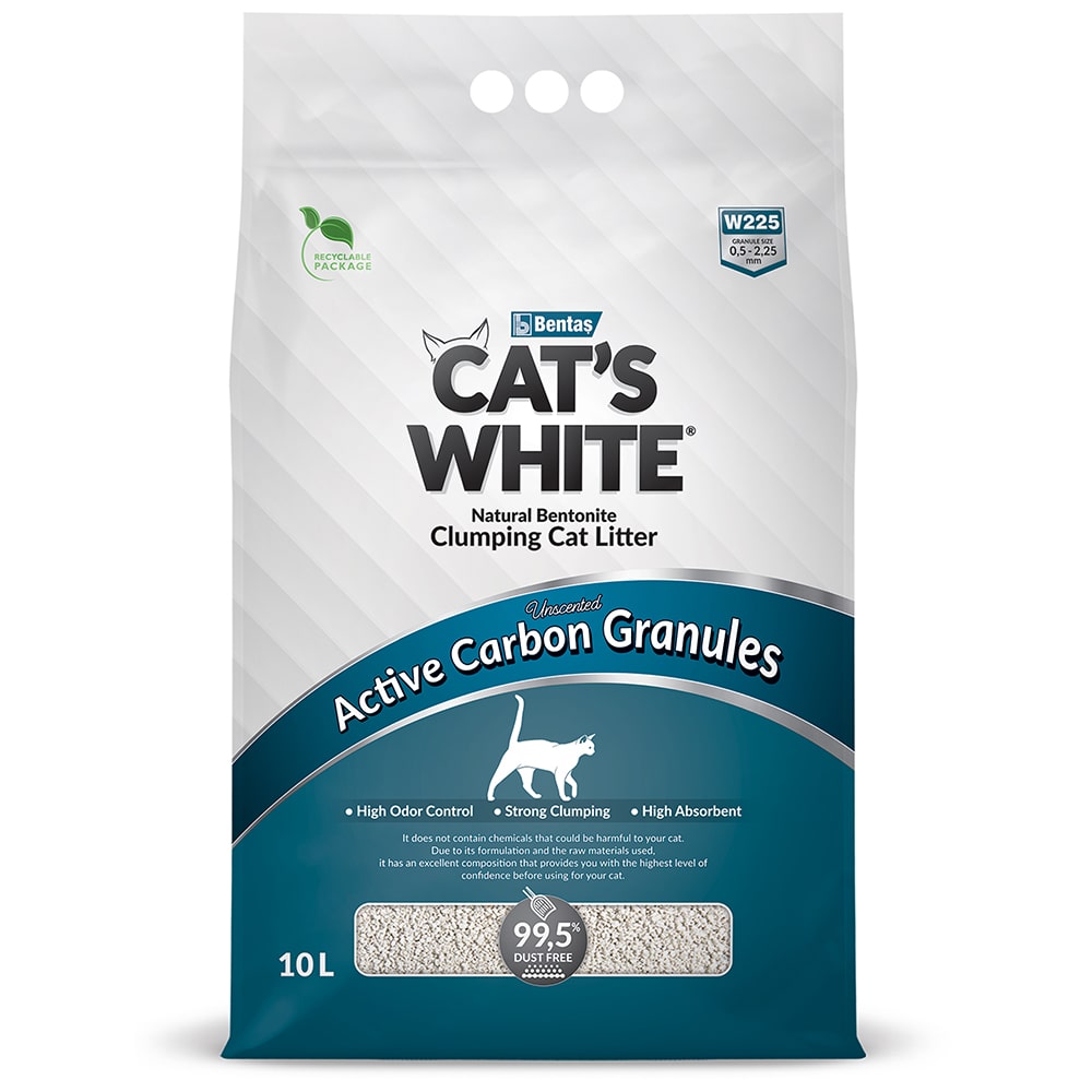 Наполнитель для кошачьего туалета Cat's White Active Carbon Granules с гранулами активированного угля, 10 л