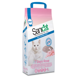 Впитывающий наполнитель для кошачьего туалета Sanicat 7 дней Rose с ароматом розы, 4 л/2,8 кг