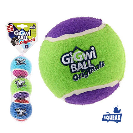 Игрушка для собак GiGwi Ball Originals 3 мяча с пищалкой, средний 6,3 см 