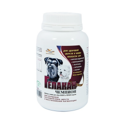 Белково-витаминно-минеральная добавка для собак Гелакан "Чемпион" для белого и черного окрасов, 150 г