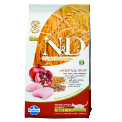 Сухой низкозерновой корм Farmina N&D Low Grain Cat Chicken & Pomegranate Neutered для стерилизованных кошек, с курицей и гранатом