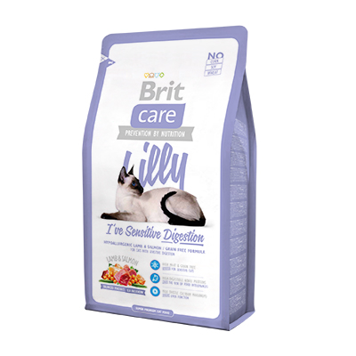 Сухой гипоаллергенный беззерновой корм для кошек с чувствительным желудком Brit Care "Lilly" Sensitive Digestion с ягнятиной и лососем
