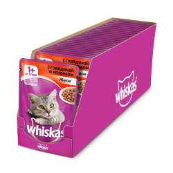 Консервы для кошек Whiskas "Желе с говядиной и ягнёнком" 85 г × 24 штуки