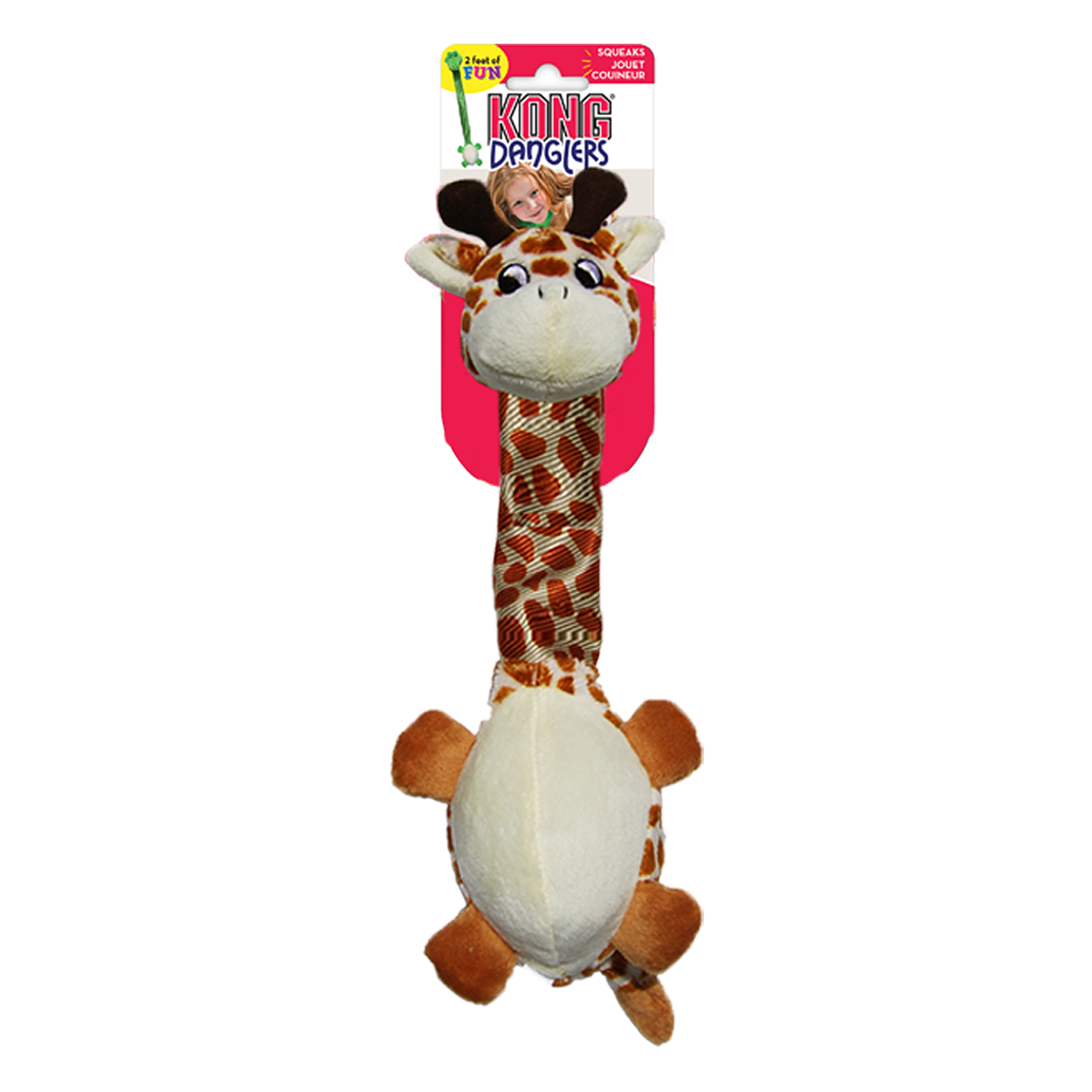 Игрушка KONG для собак Danglers Жираф, 62 см, с шуршащей шеей
