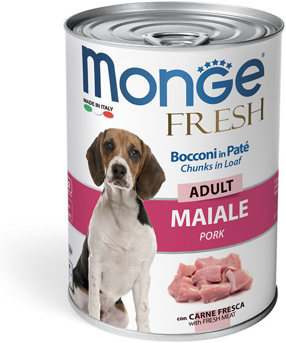 Консервы для собак Monge Dog Fresh Chunks in Loaf мясной рулет со свининой, 0,4 кг