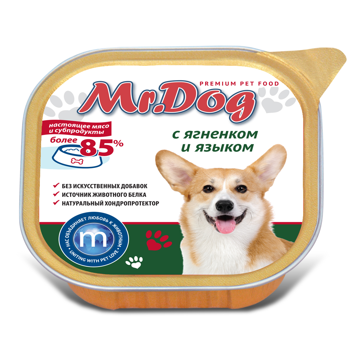 Консервы для собак Mr. Dog с ягненком и языком, ламистр 0,3 кг
