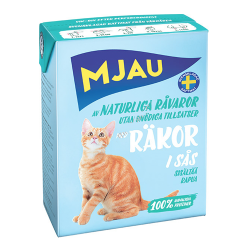 Консервы для кошек Mjau мясные кусочки в соусе с креветками, 380 г