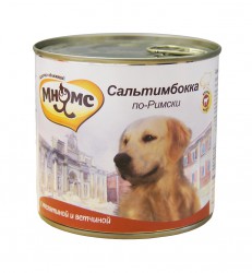 Консервы для взрослых собак Мнямс "Сальтимбокка по-Римски" телятина с ветчиной 0,6 кг