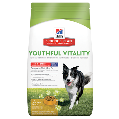Сухой корм для пожилых собак средних пород Hill’s Science Plan Youthful Vitality для борьбы с возрастными изменениями с курицей и рисом