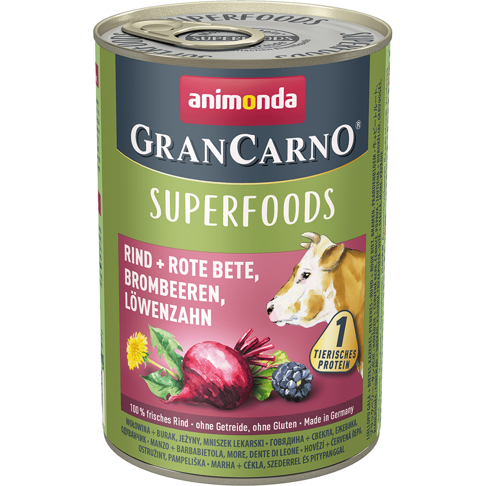 Консервы для собак Animonda GranСarno Superfoods Adult Dog с говядиной, свеклой, ежевикой и одуванчиком 400 г х 6 шт.