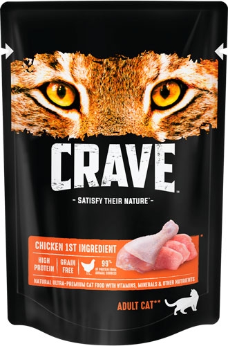 Влажный корм Crave для взрослых кошек, с курицей 70 г х 24 шт.