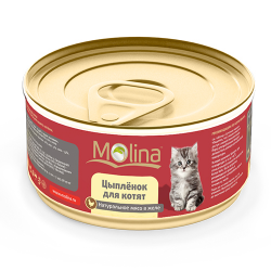 Влажный корм для котят Molina "Цыпленок" натуральное мясо в желе, 80 г