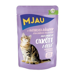 Консервы для кошек Mjau Ароматная говядина в желе, пауч 85 г