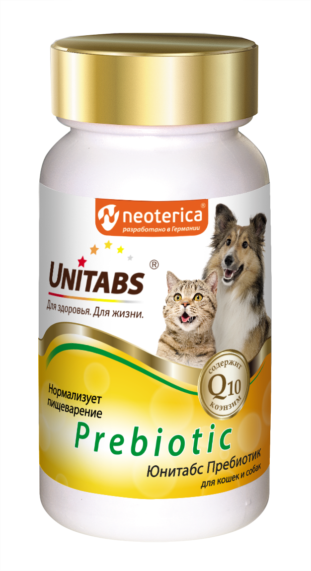 Пребиотический комплекс для собак и кошек Unitabs Prebiotic для нормализации пищеварения, 100 таблеток