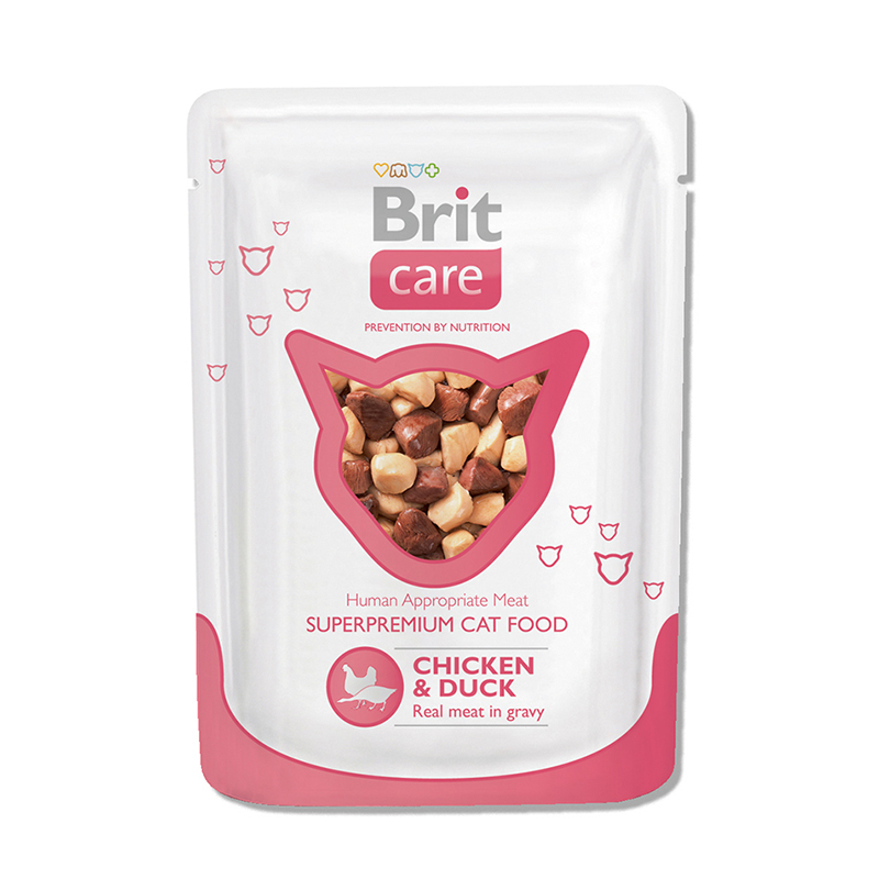 Влажный корм для кошек Brit Care Cat Chicken & Duck, курица и утка 80 г х 24 шт.