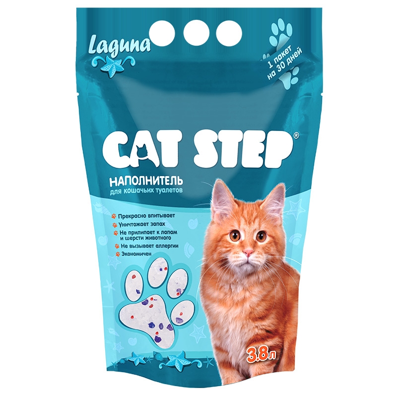 Силикагелевый наполнитель для кошачьего туалета Cat Step Laguna, 3,8 л