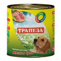 Консервы для взрослых собак Трапеза Мясное трио, 750 г