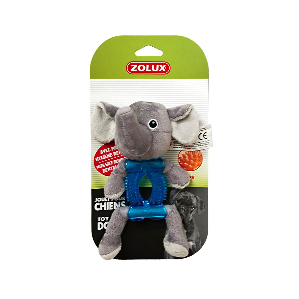 Игрушка для собак Zolux "Слон" плюшевая (хлопок+термопластичная резина), 17 см 