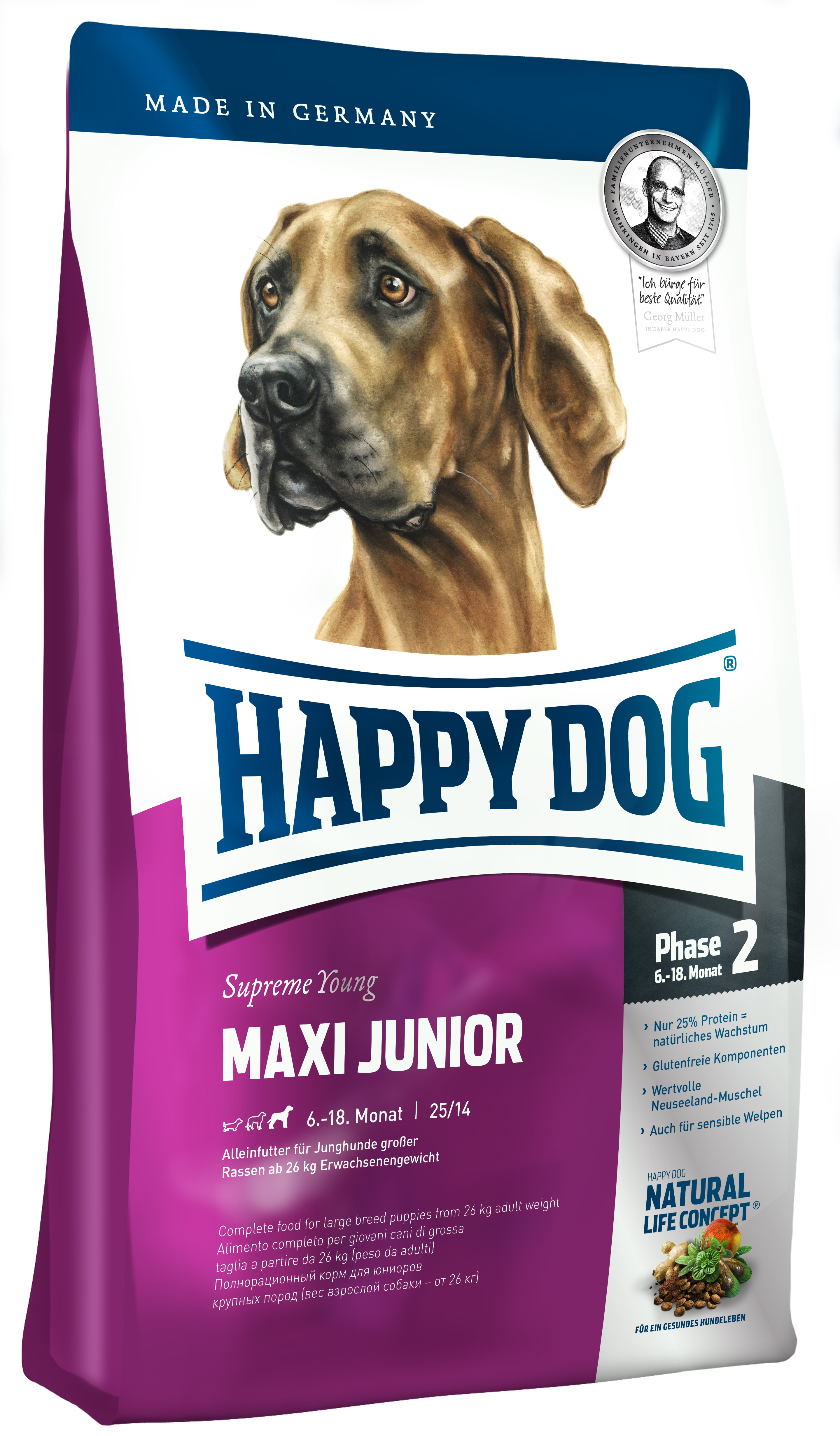 Сухой корм для собак Happy Dog Supreme Maxi Junior для юниоров крупных пород, 1 кг