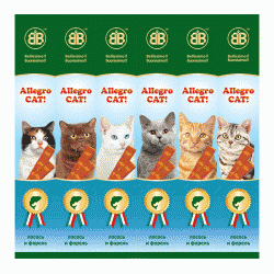 Колбаски для кошек B&B Allegro Cat с лососем и форелью, блистер 6 штук