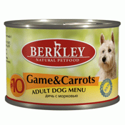 Консервы для взрослых собак Berkley #10 Adult Game & Carrots дичь с морковью 0,2 кг