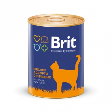 Консервы для взрослых кошек Brit Premium «Мясное ассорти с печенью», 340 г х 12 шт.