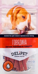 Мягкие ломтики из говядины для собак Delipet, 100 г