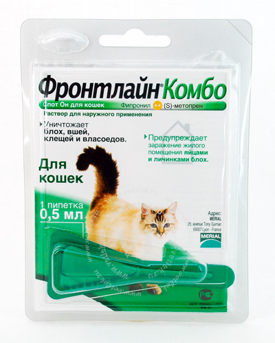 Капли для кошек от паразитов Фронтлайн Комбо, одна пипетка