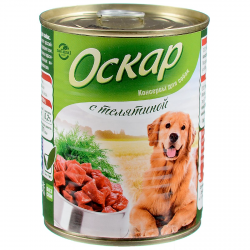 Консервы для взрослых собак "Оскар" с телятиной, 750 г