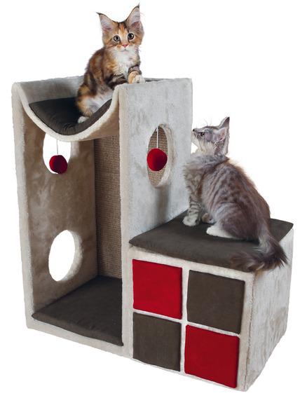 Домик-башня для кошек Trixie Nevio, серый/красный 70 см