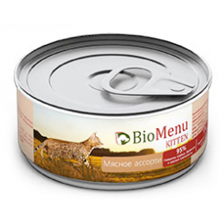 Консервы для котят BioMenu Kitten паштет Мясное ассорти 95% мяса 0,1 кг