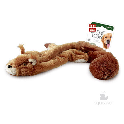 Игрушка для собак GiGwi Dog Toys белка с 2-мя пищалками без набивки, 61 см