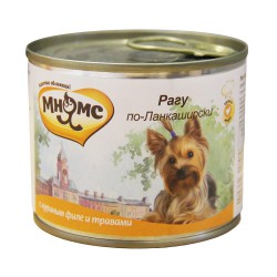Консервы для взрослых собак мелких пород Мнямс "Рагу по-Ланкаширски" куриное филе с травами 0,2 кг