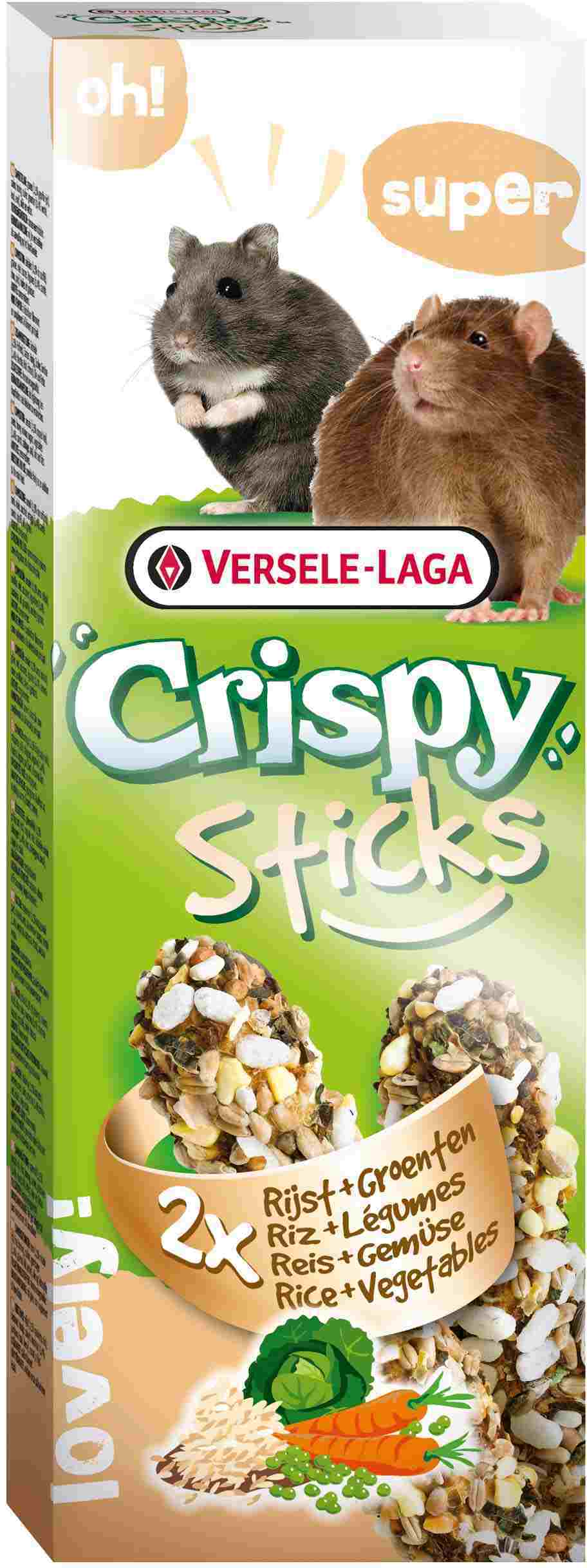 Палочки для хомяков и крыс Versele-Laga Crispy с рисом и овощами, 2×55 г