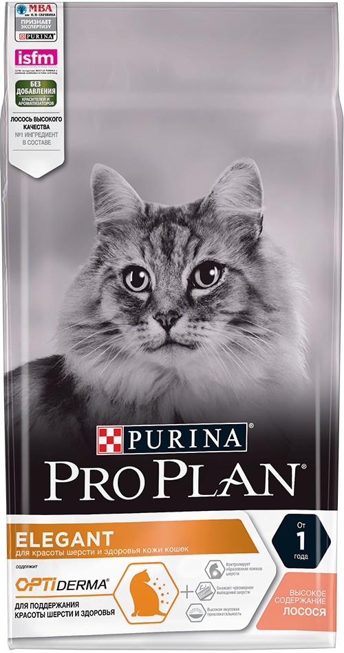 Сухой корм для кошек с чувствительной кожей Pro Plan Elegant Adult Про План Элегант лосось