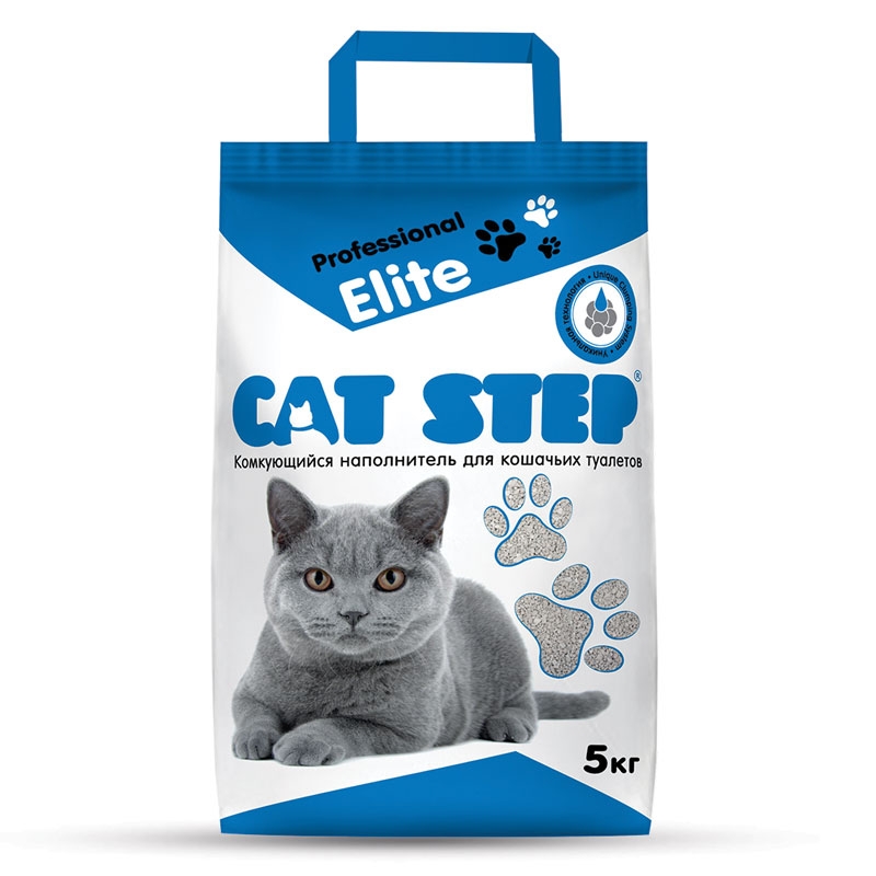 Комкующийся бентонитовый наполнитель для кошачьего туалета Cat Step Professional Elite, 5 кг