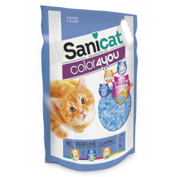 Силикагелевый комкующийся наполнитель для кошачьего туалета Sanicat Color4you Blue без ароматизатора, 5 л