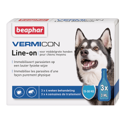 Капли от паразитов для собак средних пород Beaphar IMMO Shield (Vermicon) Line-on, 3 пип.×3 мл