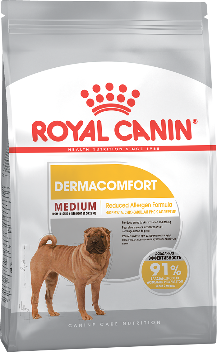 Сухой корм для собак Royal Canin Medium Dermacomfort склонных к кожным раздражениям и зуду